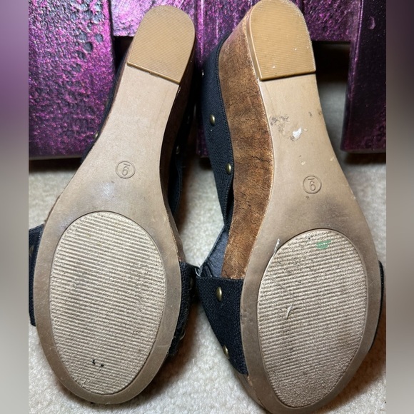 Cato C Est 1946 Wedge Sandals WOMENS SIZE 9 BLACK CHUNKY 2.5" CORK Heel PLATFORM - Picture 3 of 3